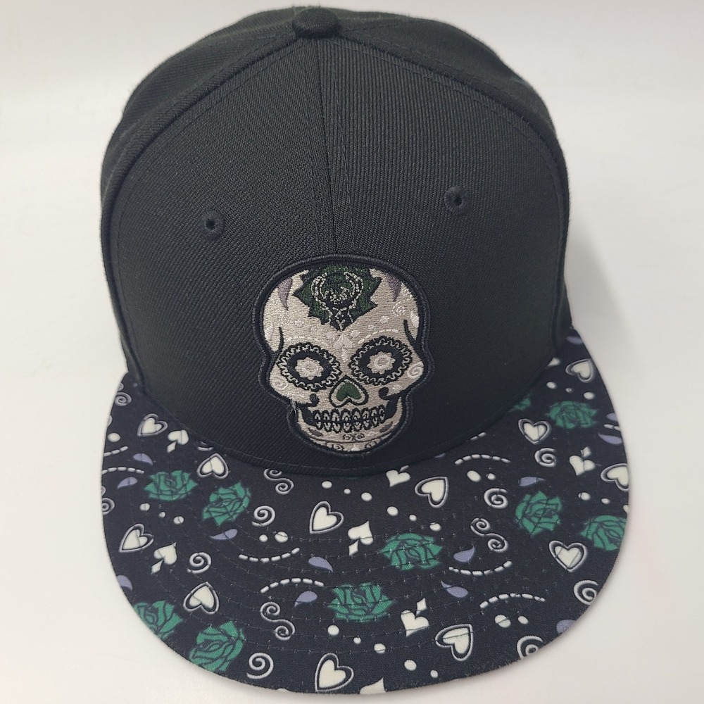 Milwaukee Bucks Hat Snapback New Era 9Fifty Black Sugar Skull Day of the Dead